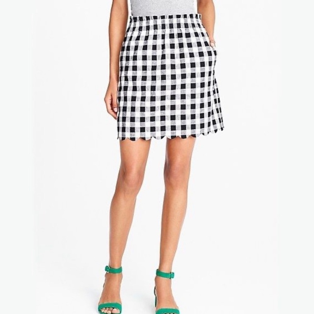 J. Crew Scalloped Sidewalk Skirt in Gingham NWT 0